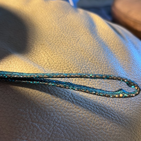 Catherine Malandrino Hard Eyeglass Case Wristlet, Turquoise Glitter - Picture 10 of 12